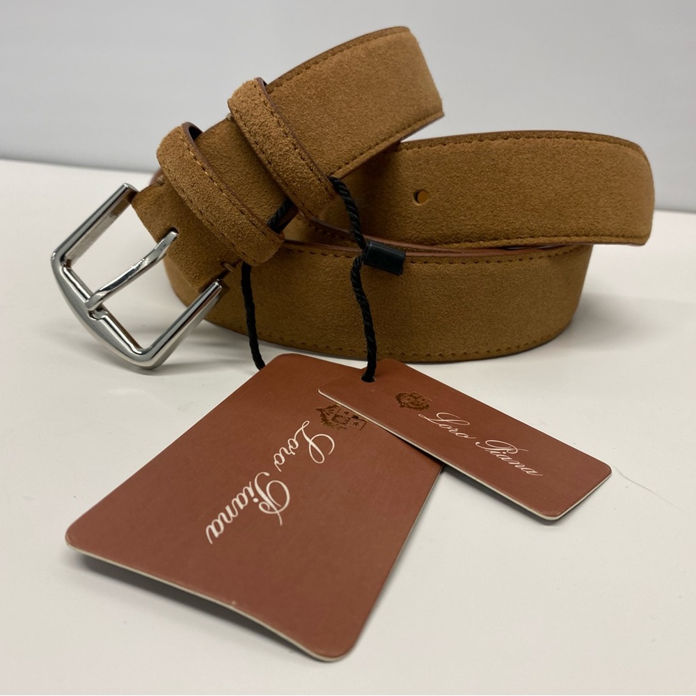 LORO PIANA Tan suede Leather Belt sz 50/125 - Picture 4 of 4